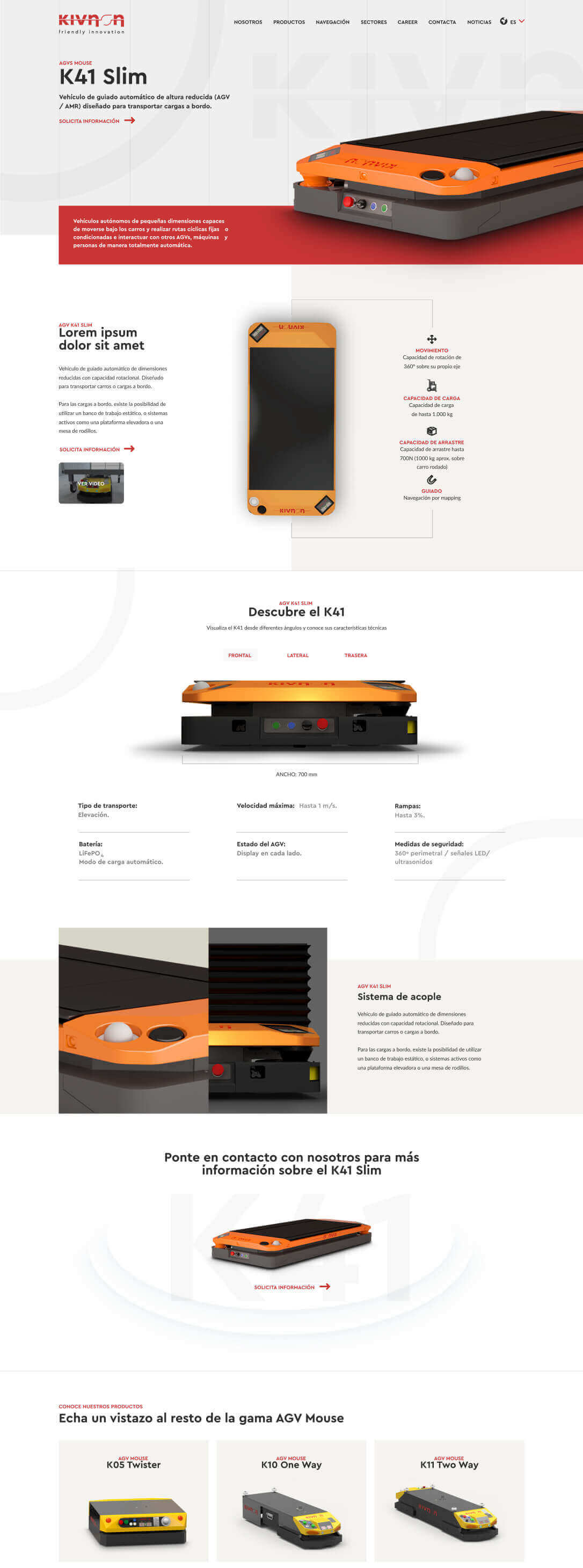 Página de producto del K41 Slim en kivnon.com